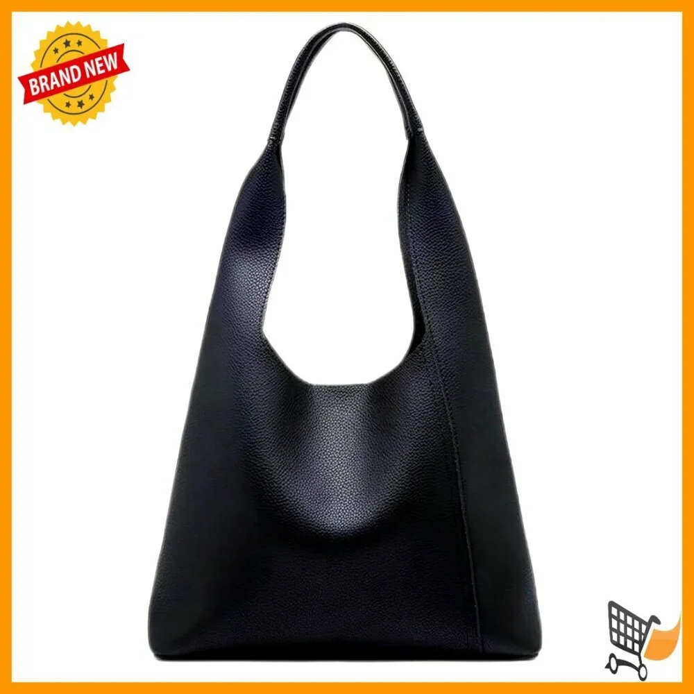 Large Slouchy Hobo Tote Bag Vegan Leather Shoulder Purse 2pc Set